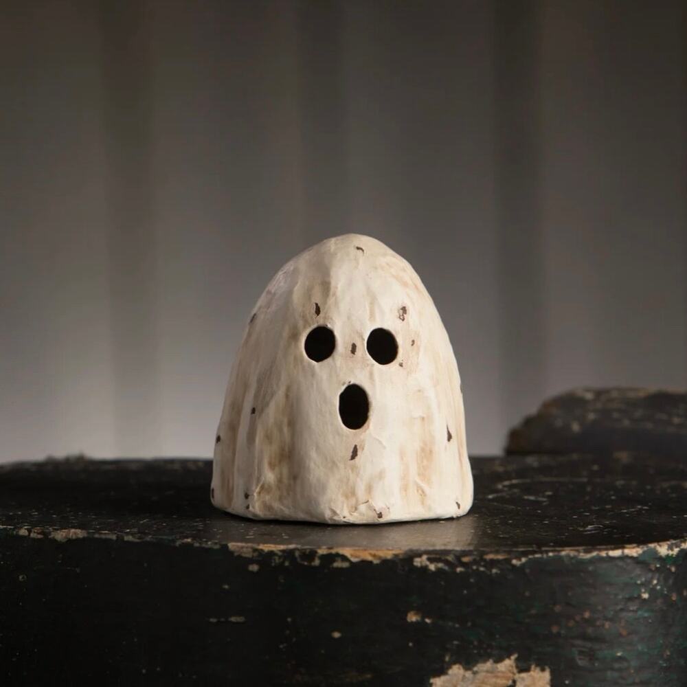 Bethany Lowe Surprised Ghost Luminary Small Mini Paper Mache Halloween NEW